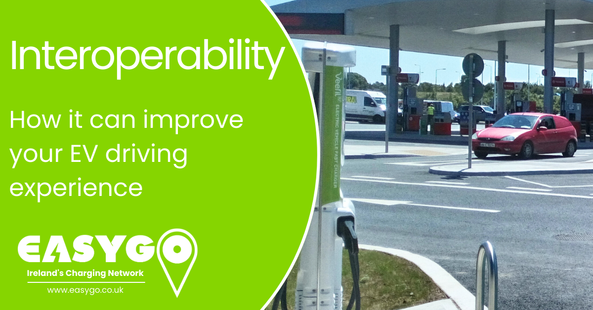 Interoperability how it can improve your EV driving experience text with image of charger
