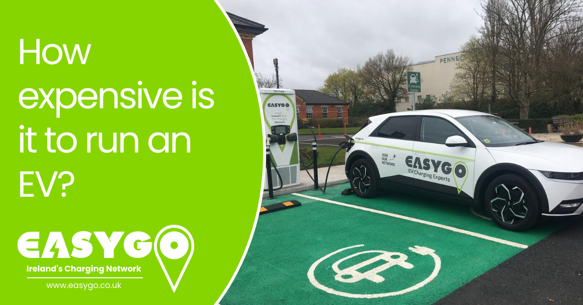 How expensive is it to run an EV text beside image of a white EV with EasyGo logo